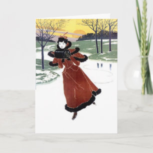 Cartes Pour Fêtes Annuelles Patinage sur une rivière