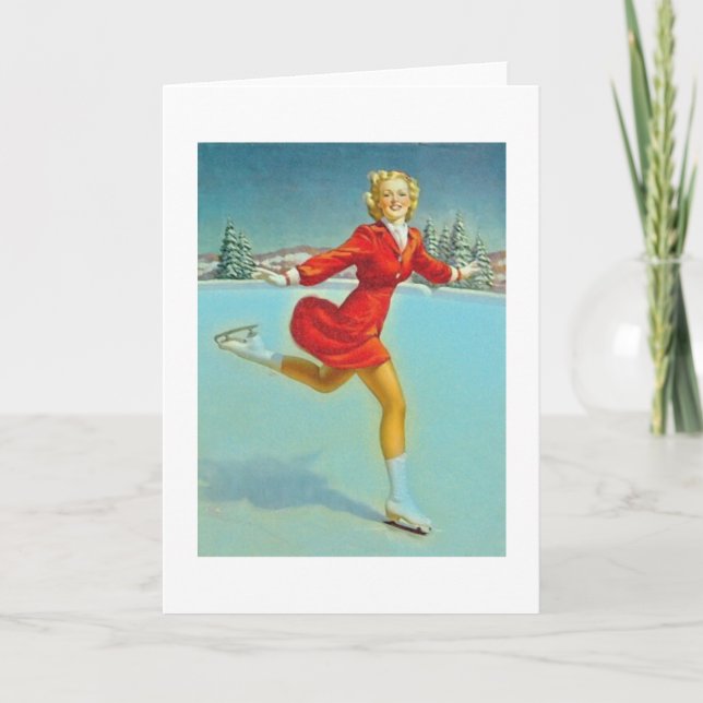 Cartes Pour Fêtes Annuelles patineuse (Devant)