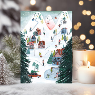 Cartes Pour Fêtes Annuelles patinoire de chalet de ski nordique Noël