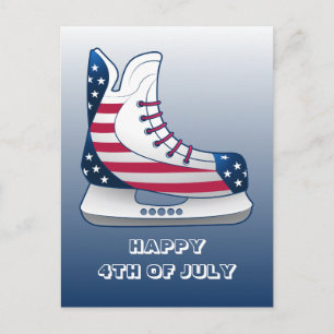Cartes Pour Fêtes Annuelles Patins de hockey USA pour le 4 juillet