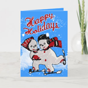 Cartes Pour Fêtes Annuelles Patins de neige très rétro - Personnalisé