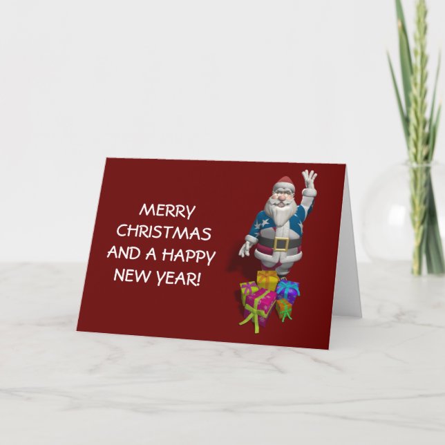Cartes Pour Fêtes Annuelles Patriot Santa Claus (Devant)