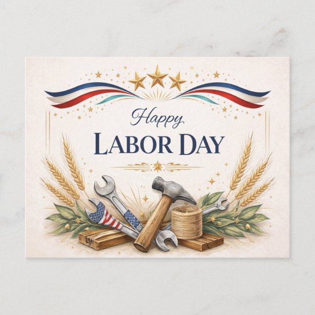 Cartes Pour Fêtes Annuelles Patriotic Worker Tools Labor Day (Devant)
