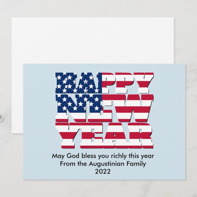 Cartes Pour Fêtes Annuelles Patriotique Américain HEUREUX NOUVEL AN (Devant / Derrière)
