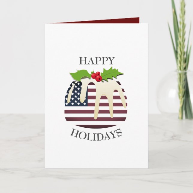 Cartes Pour Fêtes Annuelles Patriotique | DRAG AMÉRICAIN | Pudding de Noël (Devant)