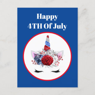 Cartes Pour Fêtes Annuelles Patriotique Juillet 4 Imaginaire Unicorn