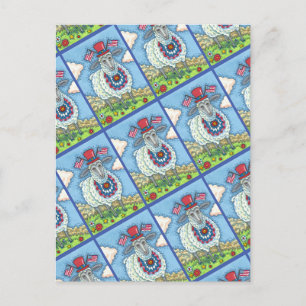 CARTES POUR FÊTES ANNUELLES PATRIOTIQUE QUATRIÈME JUILLET SHEEP, ART FOLK AMUS