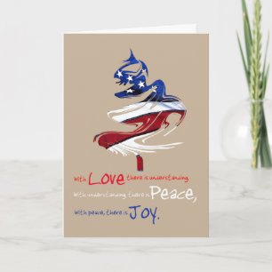 Cartes Pour Fêtes Annuelles Patriotique sapin de Noël Aimer la paix Joie