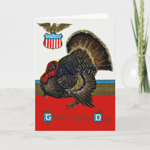 Cartes Pour Fêtes Annuelles Patriotique Thanksgiving Turquie Bouclier américai