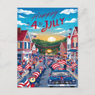 Cartes Pour Fêtes Annuelles Patriotisme en mouvement : Les drapeaux américains