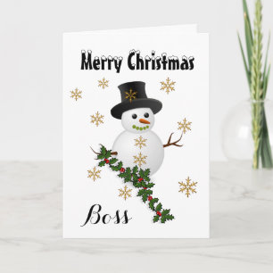 Cartes Pour Fêtes Annuelles Patron - Joyeux Noël - bonhomme de neige/houx