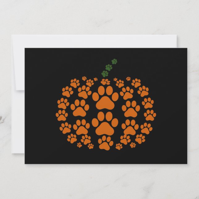Cartes Pour Fêtes Annuelles Patte Citrouille Empreinte de Patte Chien Action d (Devant)