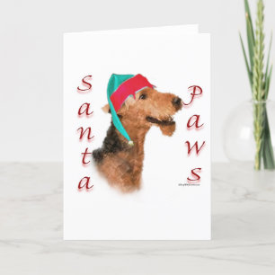 Cartes Pour Fêtes Annuelles Pattes d'Airedale Terrier Père Noël