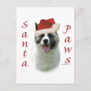Cartes Pour Fêtes Annuelles Pattes d'Akita Père Noël
