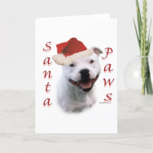 Cartes Pour Fêtes Annuelles Pattes de Père Noël de bull-terrier du