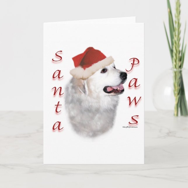 Cartes Pour Fêtes Annuelles Pattes de Père Noël de Grands Pyrénées (Devant)