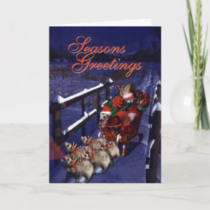 Cartes Pour Fêtes Annuelles Pattes de Père Noël et ses amis de renne de furet