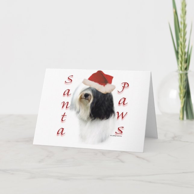 Cartes Pour Fêtes Annuelles Pattes de Terrier tibétain Père Noël (Devant)