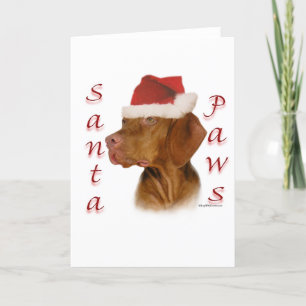 Cartes Pour Fêtes Annuelles Pattes de Vizsla Père Noël