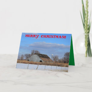 Cartes Pour Fêtes Annuelles Pâturage de Kansas Snowy avec une grange