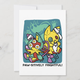 Cartes Pour Fêtes Annuelles Paw-sitivement Effrayant   Chats Monstrueux Hallow