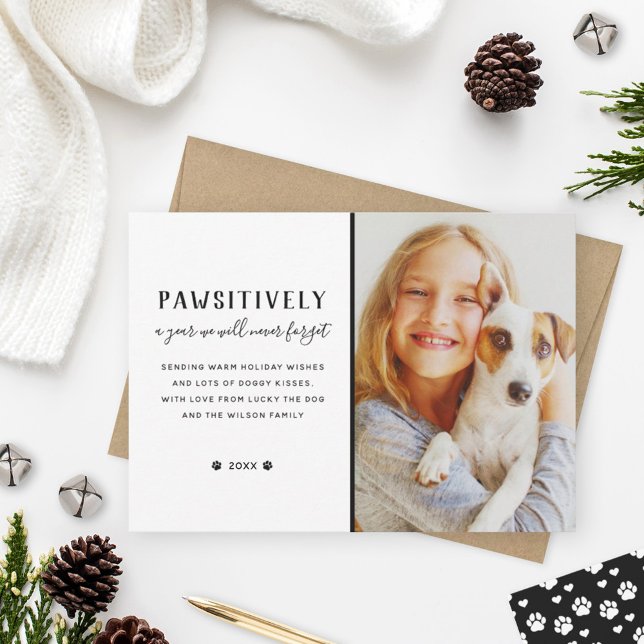 Cartes Pour Fêtes Annuelles Pawsitively Unforgettable Year New Puppy Photo (Créateur téléchargé)