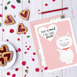 Cartes Pour Fêtes Annuelles Pawsome Friend Kitty Cat Salutation de la Saint-Ga