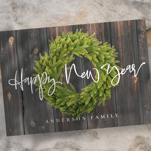 Cartes Pour Fêtes Annuelles Pays Bois rustique Joyeux Joyeux Nouvel An (Créateur téléchargé)