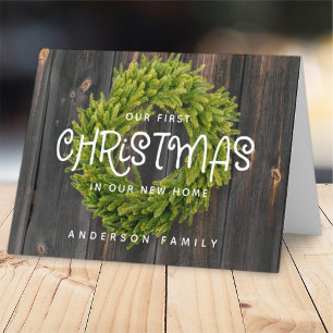Cartes Pour Fêtes Annuelles Pays Bois rustique Premier Noël Nouveau Accueil