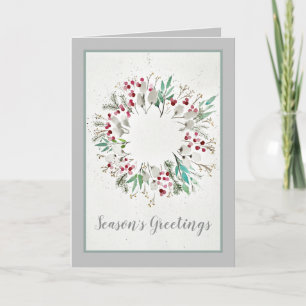 Cartes Pour Fêtes Annuelles Pays moderne Holly Pine Wreath Noël