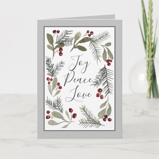 Cartes Pour Fêtes Annuelles Pays moderne Joie Paix Amour Noël (Devant)