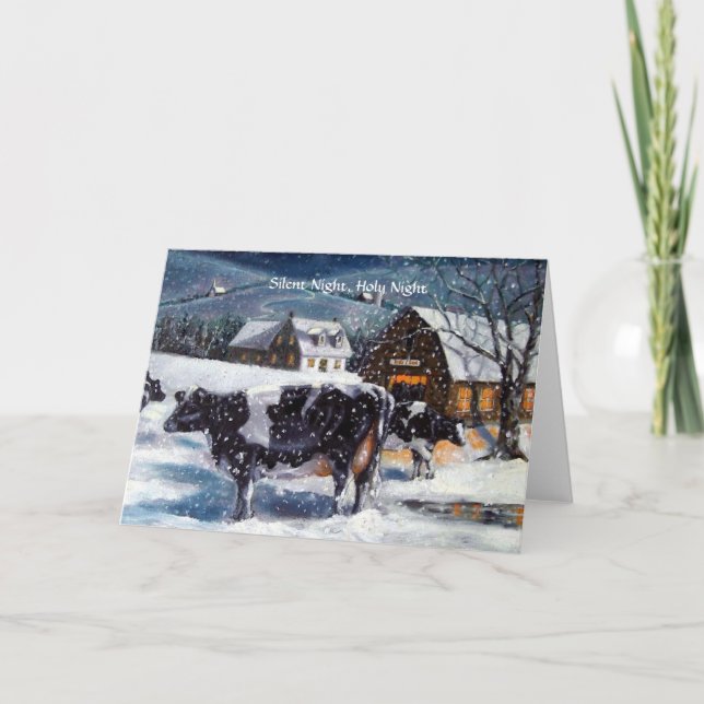 CARTES POUR FÊTES ANNUELLES PAYS NOËL : VACHES : NUIT SILENCIEUSE (Devant)