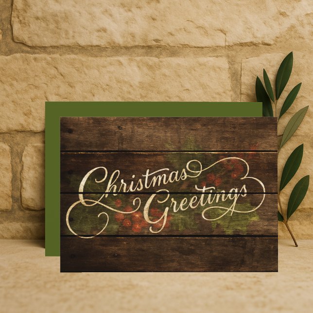 Cartes Pour Fêtes Annuelles Pays rustique Charme Bois Peint Noël (Créateur téléchargé)