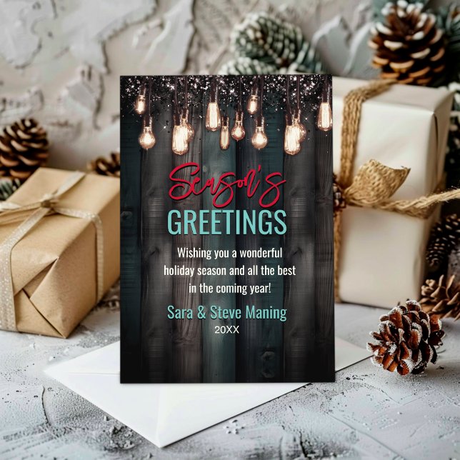 Cartes Pour Fêtes Annuelles Pays rustique Feux de Noël brun Vacances (Créateur téléchargé)