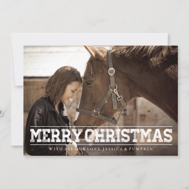 CARTES POUR FÊTES ANNUELLES PAYS RUSTIQUE MERRY CHRISTMAS VIN STRIPES PHOTO (Devant)