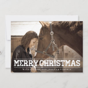 CARTES POUR FÊTES ANNUELLES PAYS RUSTIQUE MERRY CHRISTMAS VIN STRIPES PHOTO