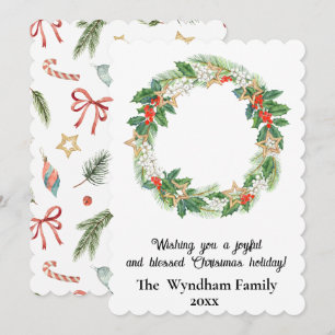 Cartes Pour Fêtes Annuelles Pays rustique Noël Fête Wreath Non Photo