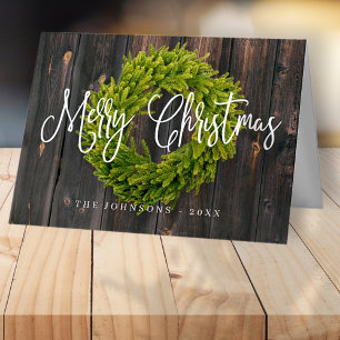 Cartes Pour Fêtes Annuelles Pays rustique Woodsy Botanique Wreath Noël
