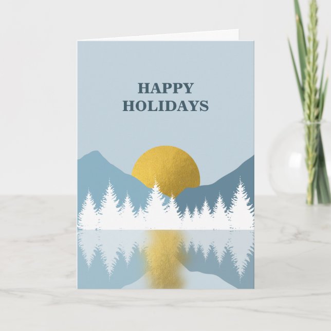 Cartes Pour Fêtes Annuelles Paysage Abstrait Hiver Doré Joyeuses Fêtes (Devant)