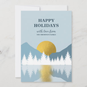 Cartes Pour Fêtes Annuelles Paysage Abstrait Hiver doré Joyeuses vacances
