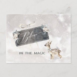 Cartes Pour Fêtes Annuelles Paysage boisé adorable avec aquarelle Fawn