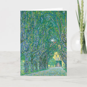 Cartes Pour Fêtes Annuelles Paysage classique de Klimt vert Nature Art fin
