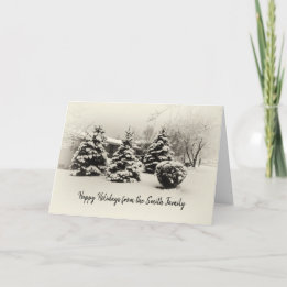Cartes Pour Fêtes Annuelles Paysage d'arbres de pin en hiver