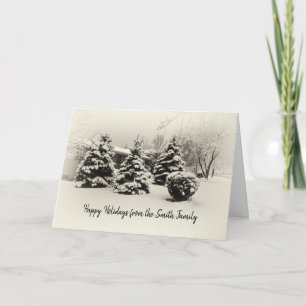 Cartes Pour Fêtes Annuelles Paysage d'arbres de pin en hiver