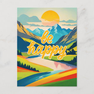 Cartes Pour Fêtes Annuelles Paysage de la montagne Retro