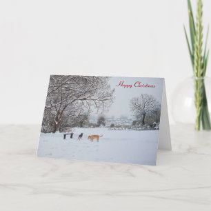 Cartes Pour Fêtes Annuelles paysage de neige de chien à chrismas
