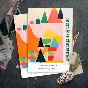 Cartes Pour Fêtes Annuelles Paysage de Noël Abstrait et coloré