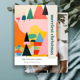 Cartes Pour Fêtes Annuelles Paysage de Noël Abstrait et coloré