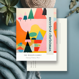 Cartes Pour Fêtes Annuelles Paysage de Noël Abstrait et coloré