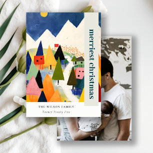 Cartes Pour Fêtes Annuelles Paysage de Noël Abstrait et coloré